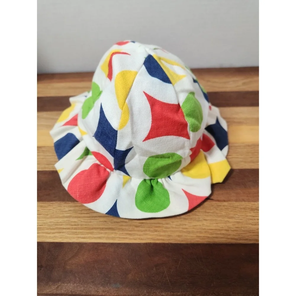 Vintage Baby Colorful Shapes Floppy Baby Sun Hat‎ With Elastic Chin Strap